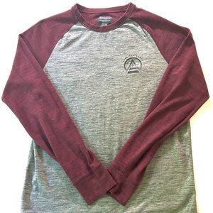 American Eagle Long Sleeve Shirt Men's Size Medium Gray Maroon Cotton Fit